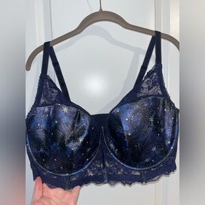 Adore Me Longline Balconette Contour Lace Trim Celestial Galaxy Corset 40H Bra